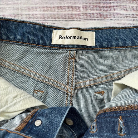 Reformation Jeans Womens Blue Dixie Fly Button High Rise Jeans Shorts Size 28 - Picture 3 of 8